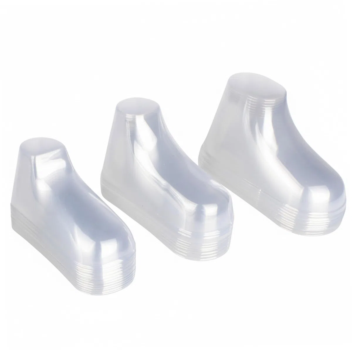 Modello di scarpe in plastica trasparente per scarpine da neonato, 90 pezzi di espositore trasparente per scarpe da neonato, modellatori multi-misura per mantenere la forma (8/10/12 cm), piede t