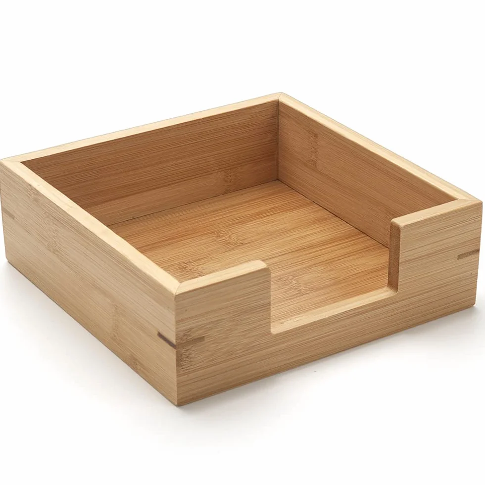 Portatovaglioli in Bambù Quadrato, Vassoio per Tovaglioli in Legno per Tavolo, Portatovaglioli Legno Decorativo per Cucina, Bagno