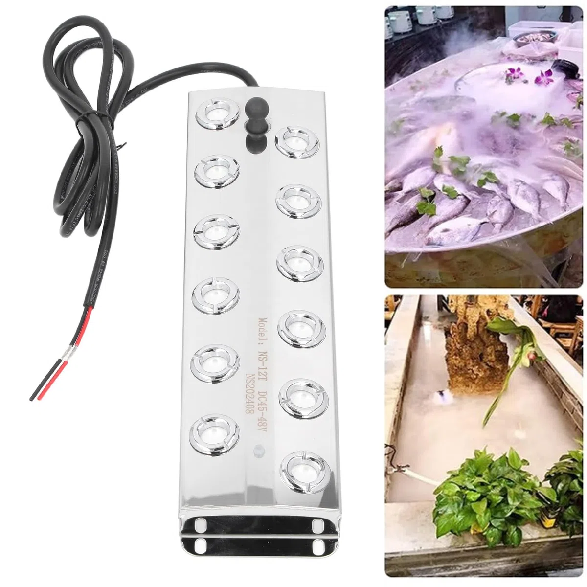 Alomejor Silenzioso Generatore di Nebbia Ad Ultrasuoni 12 Teste per Giardini Estetici, Nebulizzatore Paesaggistico Impermeabile IP67 DC45-48V