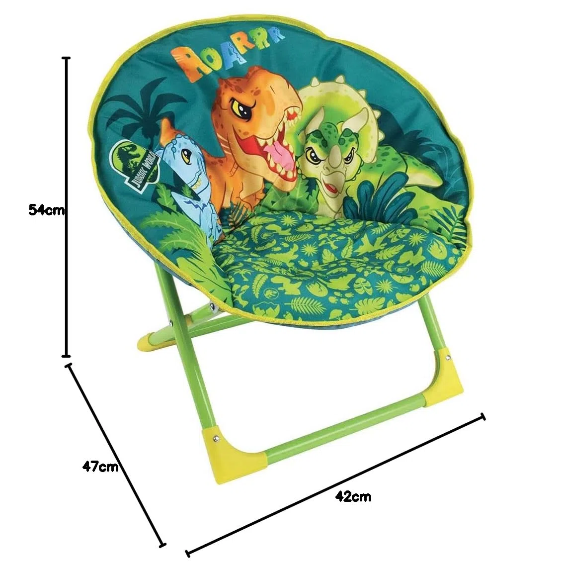 Fun House 713260 Jurassic World Dinosauro - Sedia a sdraio pieghevole per bambini, H.47 X L.54 X P.42 cm, colore: Verde