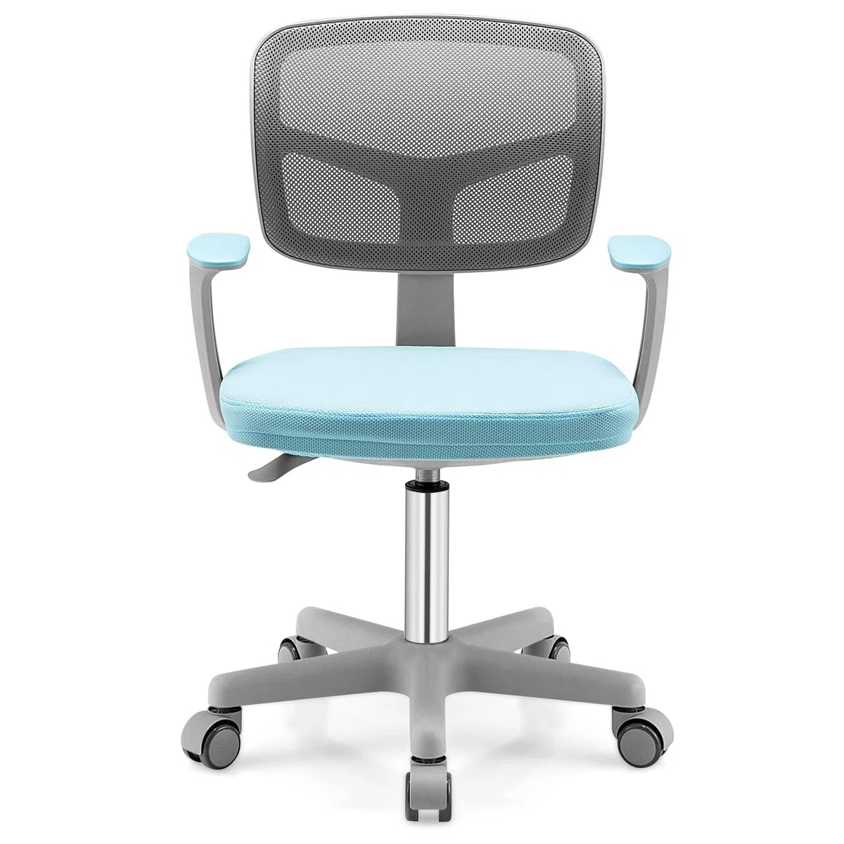 GYMAX Sedia da Scrivania per Bambini, Carico 150 kg, Sedia Ergonomica, Altezza Regolabile, Girevole a 360° (BLU)