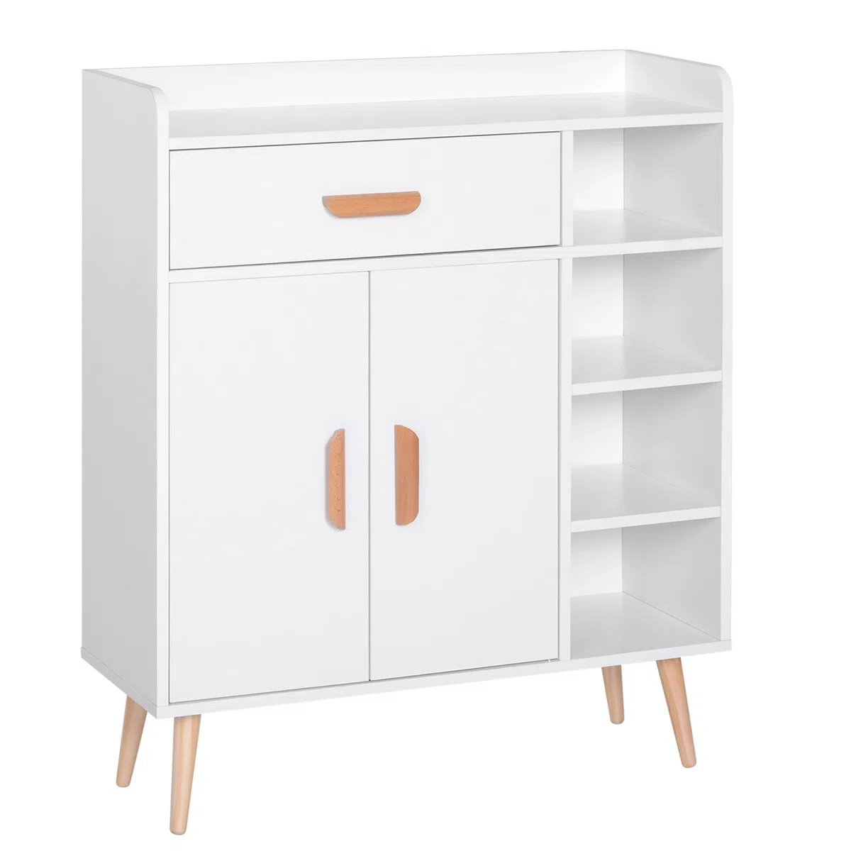 HOMCOM Credenza Moderna con Armadietto e Cassetto, Mobile Multiuso in Legno per Cucina e Salotto, 80 x 29.5 x 96cm Bianco