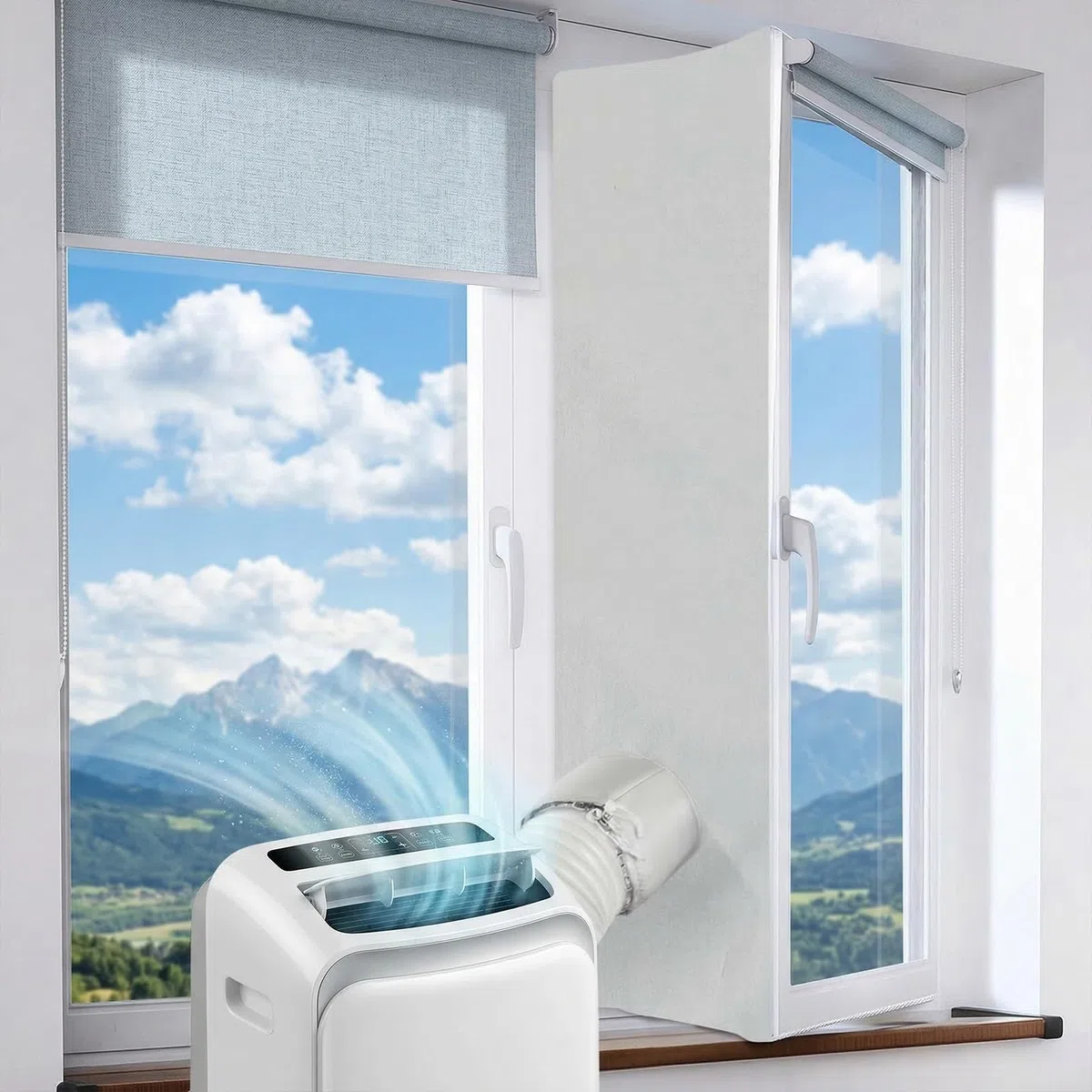 Guarnizione Finestra per Condizionatore Mobili, 400cm Guarnizione Universale per Condizionatore Portatile Kit Finestra Hot Air Stop, Window Seal per Asciugatrice (Facile da Installare)