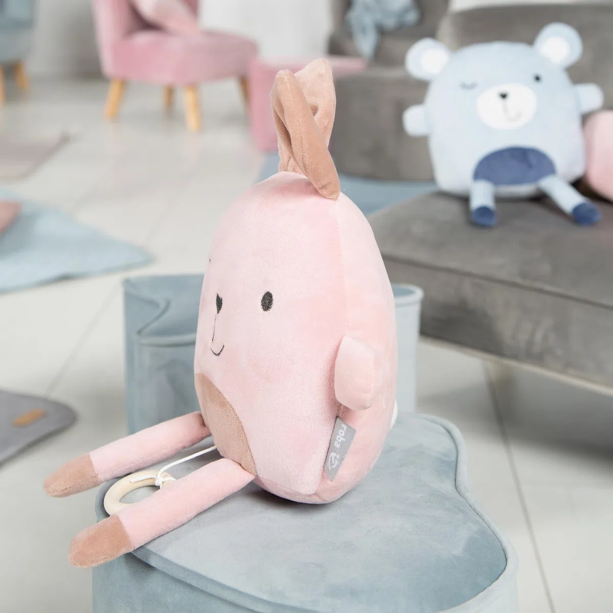 roba Pouf per Bambini a forma di Cuore Lil Sofa - Rivestito in Velluto - con Contenitore - Multifunzione -Arredamento per Bambini - per la Cameretta - dai 18 Mesi - Azzurro
