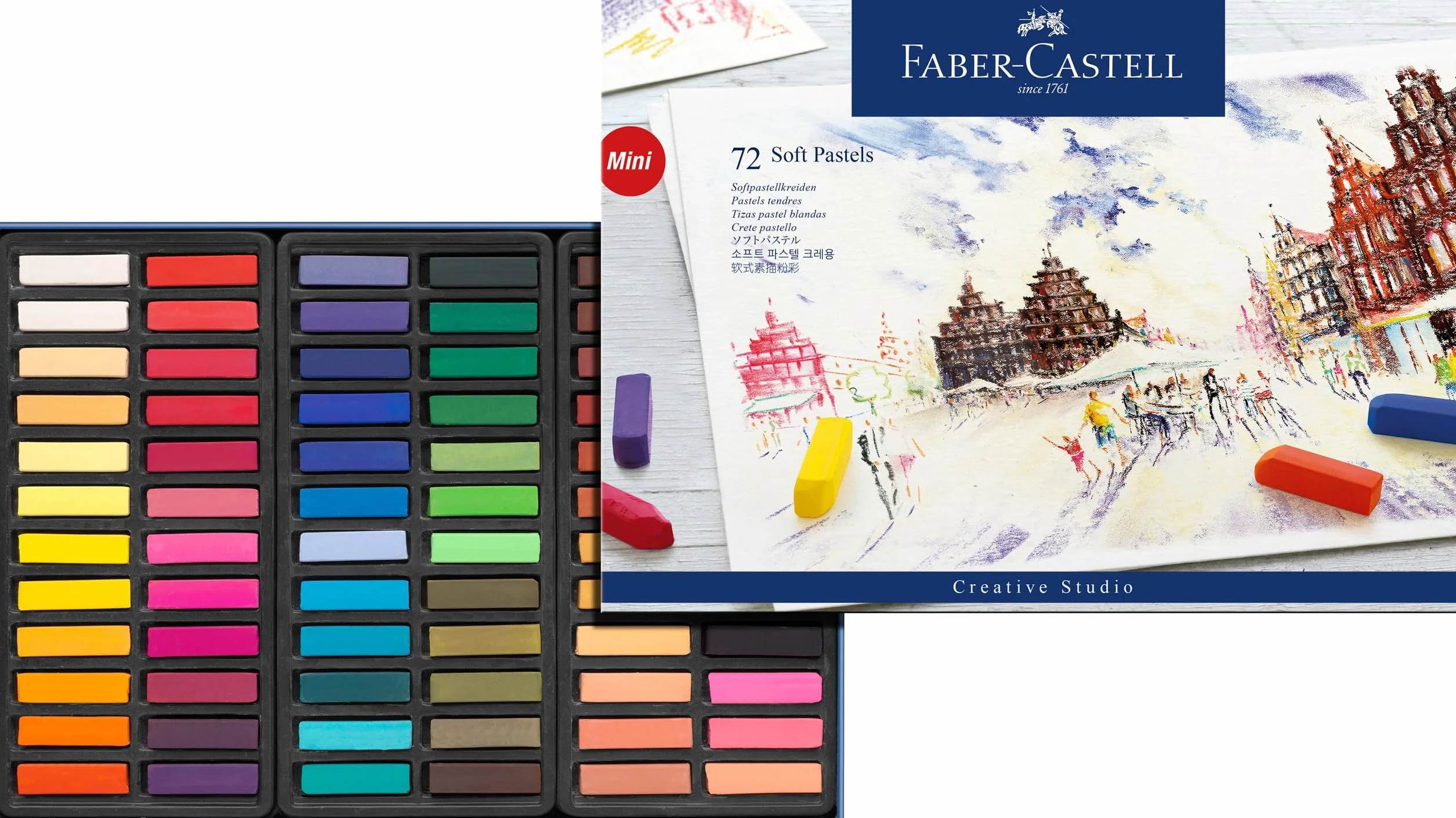 Faber-Castell 128272 - Mini pastelli morbidi STUDIO QUALITY, astuccio da 72 pezzi