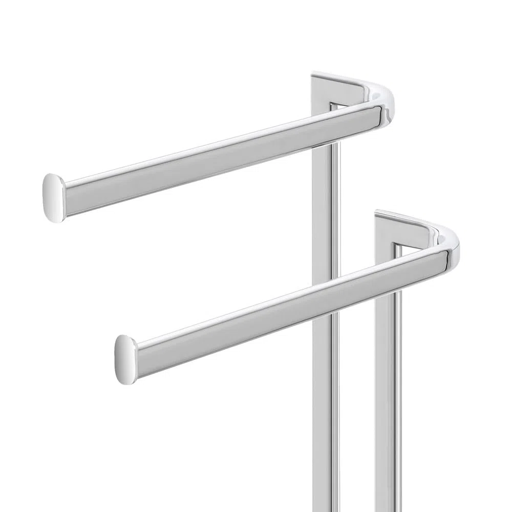 Piantana Porta Asciugamani Da Appoggio Per Bagno In Acciaio Cromato Linea Style, L 20 x P 30 x H 70 Cm, Dotata Di 2 Braccia Porta Salviette