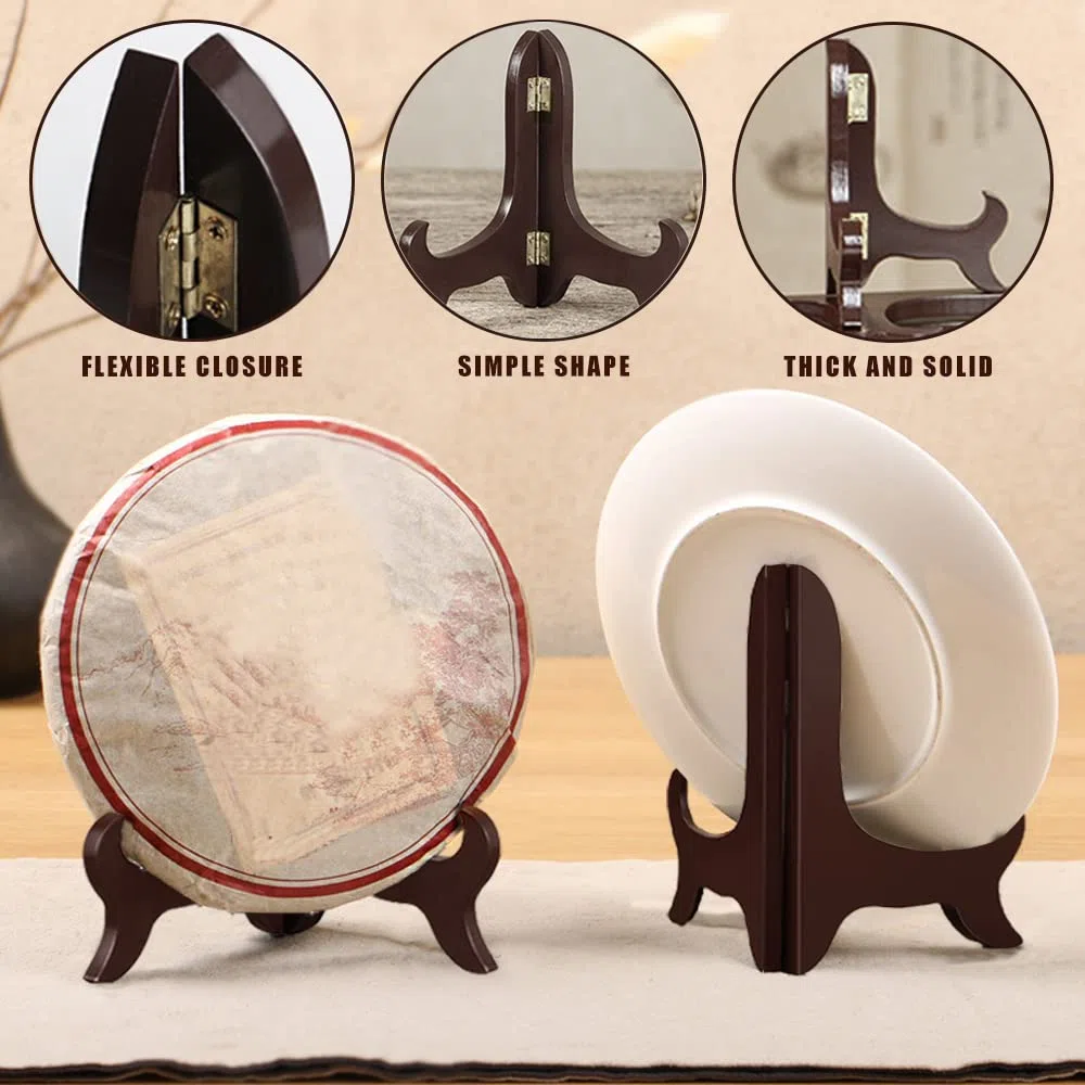 Yitexin Supporto per Piatti in Legno Espositore per decorazioni domestiche, cornici, cavalletti, opere d'arte (25 cm, 2 pezzi)