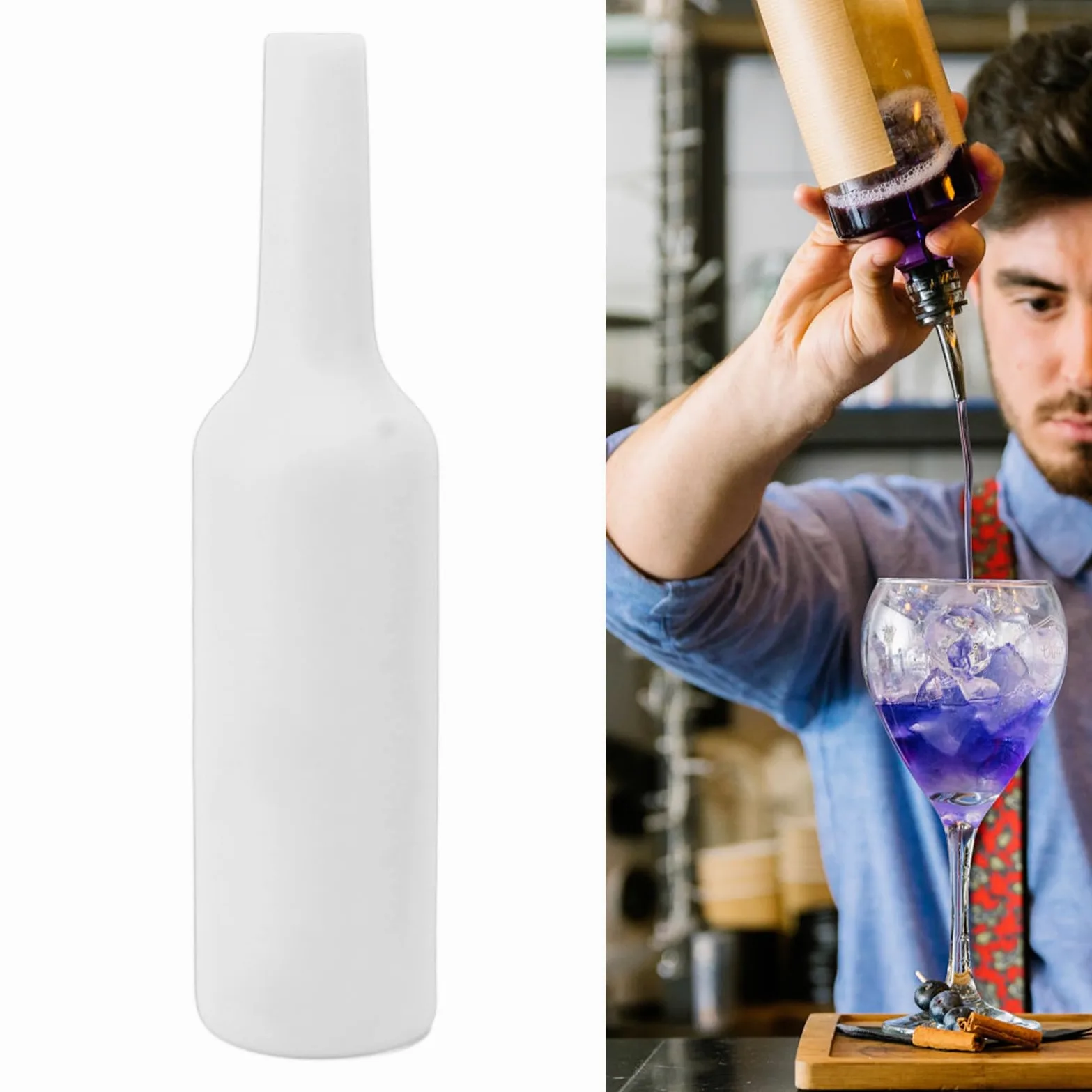 Omabeta Bottiglia da barista, comoda bottiglia resistente alle cadute, semplice pulizia in silicone, per allenamento (bianco)