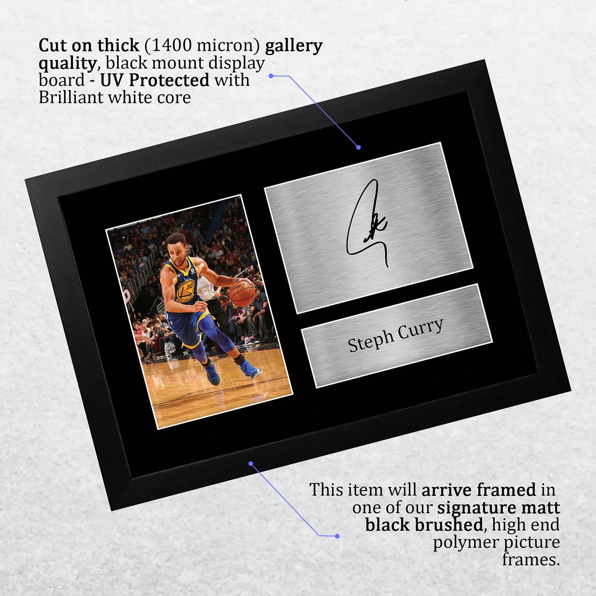 HWC Trading Stephen Steph Curry A4 Incorniciato Firmato Regalo Visualizzazione Delle Foto Print Immagine Autografo Stampato Per Golden State Warriors Appassionati Di Basket