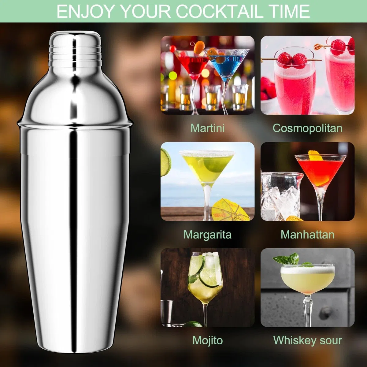 Chiluxendo Shaker, Attrezzi Misurino per Cocktail Kit Barman Professionale, Attrezzatura Shaker Cocktail set Accessori Bar Completo, Coctail Bartender Dosatore Cocktail Metal Pour Bevande