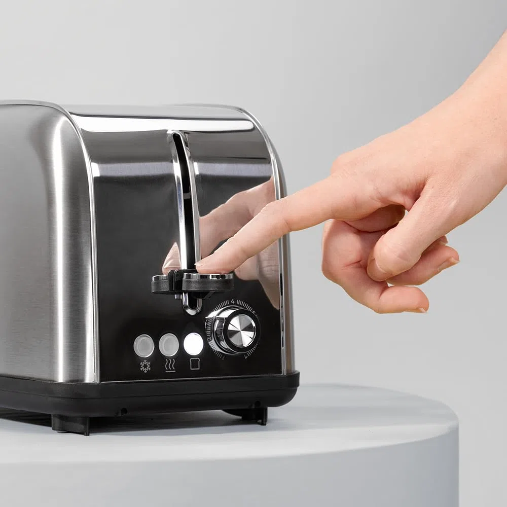 Cecotec Tostapane Verticale 2 Slot Brevi Toastin' time 850 Inox Lite. 850 W, 2 fette di pane, fessura larga 3,8 cm, supporto per panini e vassoio raccogli briciole, acciaio inossidabile