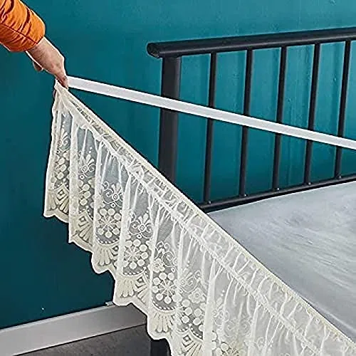 Pizzo Vestiletto,Elastica Avvolgere Mantovana Giroletto Tre Lati Tessuto Gonna da Letto Singolo/Matrimoniali/Una Piazza e Mezzo Elastico Dust Ruffle,Lunghezza 38 cm