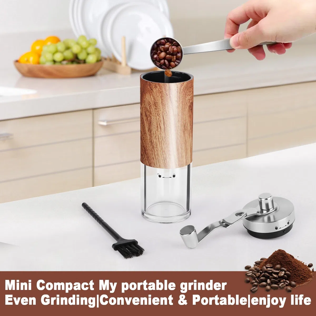 MXTIMWAN Macinacaffè manuale,Macinino caffè,Macinacaffe Portatile Professionale da Mano,Coffee Grinder,Grado di Rettifica Regolabile,Macinacaffè Manuale Viene Fornito Con Spazzola perLa Pulizia