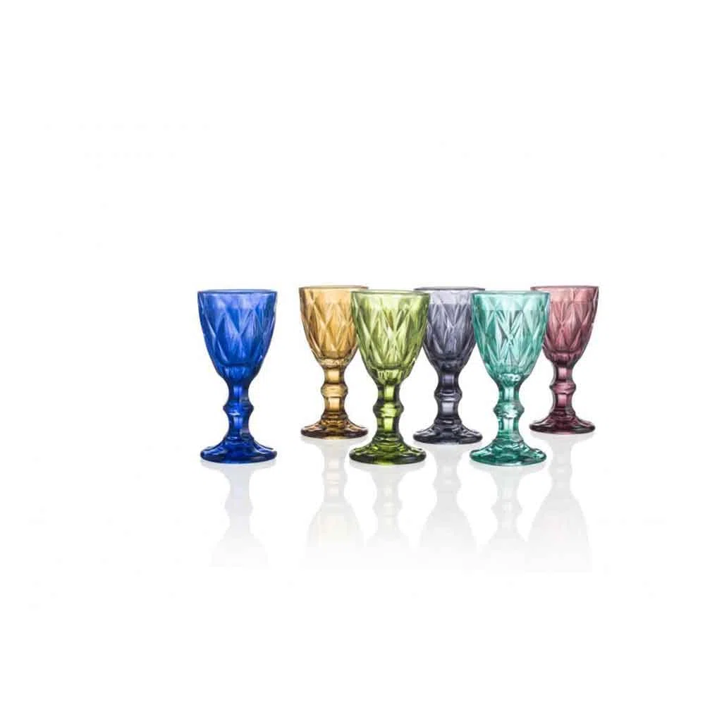 BRANDANI 54211 Bicchiere da liquore Diamond, Vetro, Multicolore