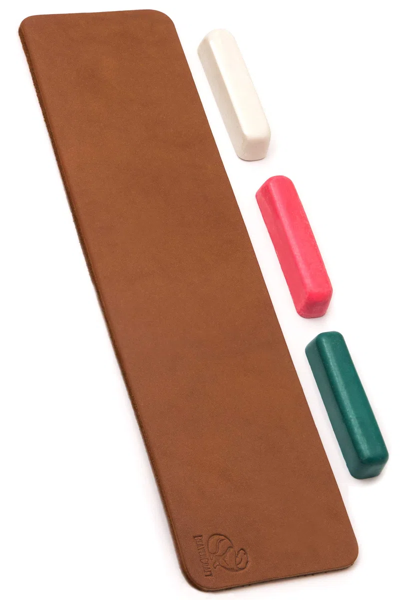 BeaverCraft LS7P03 Kit Affilatura in Pelle – Coramella con Composto Lucidante 7 x 30 cm | Kit per Affilare Coltelli e Strumenti
