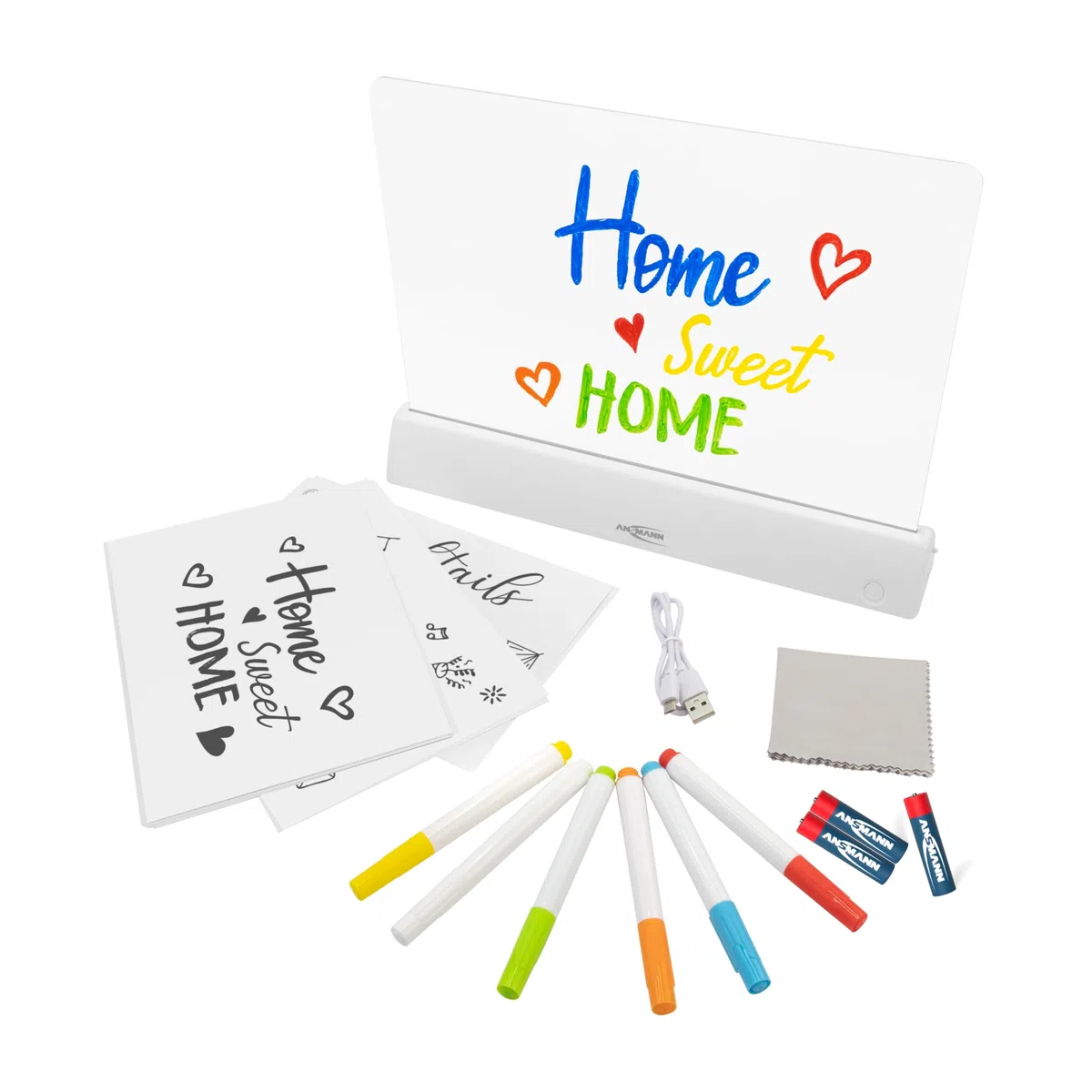 ANSMANN Tavolo da disegno luminoso con varie funzioni di luce LED, accessorio di design come luce decorativa, Tavolo da disegno luminoso per un divertimento vario nella pittura