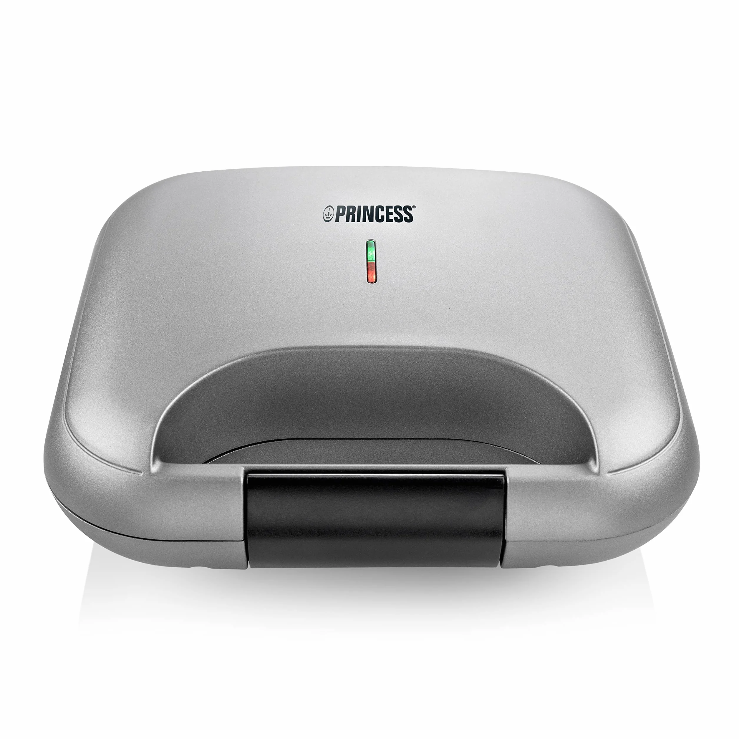 Princess 127003 - Tostapane deluxe per 2 panini, piastra per griglia, coperchio con chiusura di sicurezza, grigio