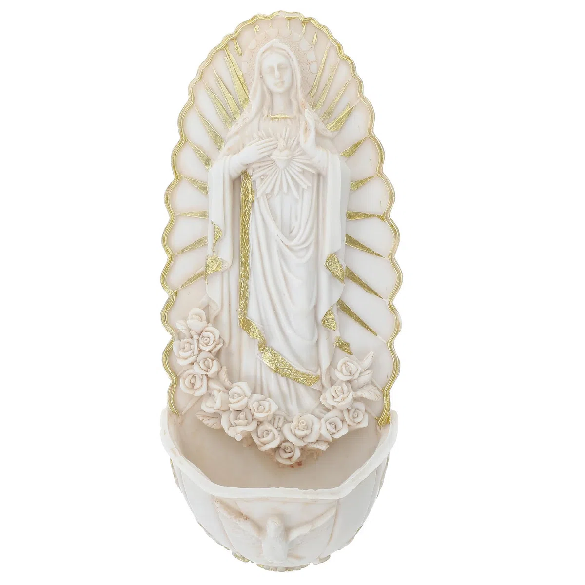 Acquasantiera da Parete in Resina Decorazioni Cattoliche della Madonna di Guadalupe Decorazione Murale per Ingresso e Chiesa Ornamento Sacro Riutilizzabile per Ambienti