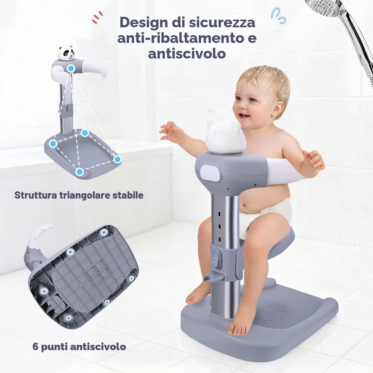 Supporto Doccia Bambini In Piedi, torre da bagno regolabile per bambini per alzarsi in piedi per alzarsi in piedi,Maniglia di Sicurezza per Bambini da 8 a 36 Mesi,per neonati e bambino