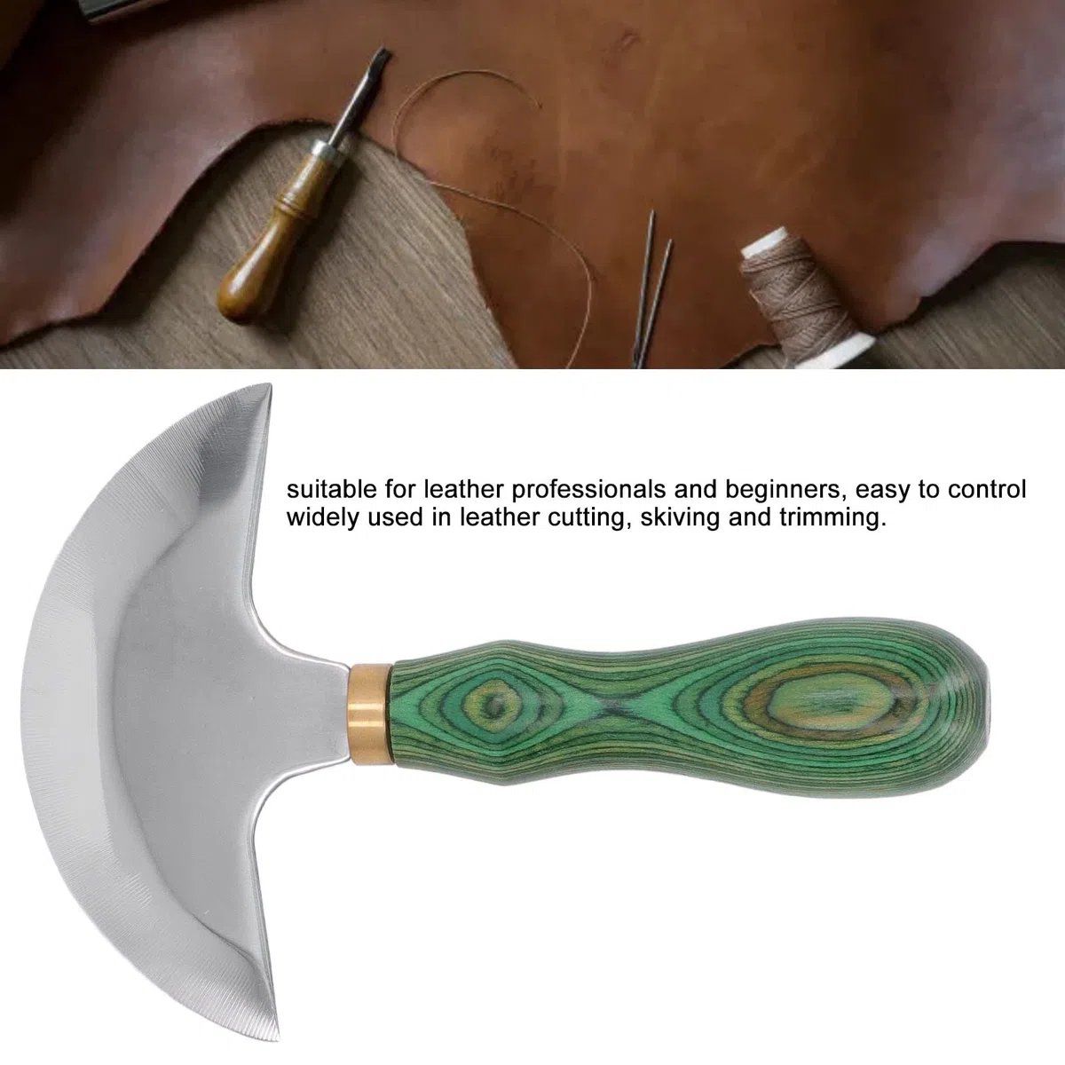 Coltello a Testa Tonda in Acciaio Inossidabile, Manico in Legno di Facile Controllo, Coltello Tondo in Pelle Ad Alta Affilatura con Trattamento Termico, Leggero e Portatile,