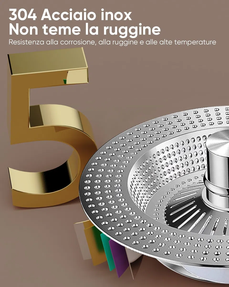 Tappo lavandino cucina e filtro lavandino combinato, 3 in 1 tappo lavello cucina in acciaio inox e filtro lavandino cucina per scarichi standard, protezioni ideali per il scarico lavandino cucina