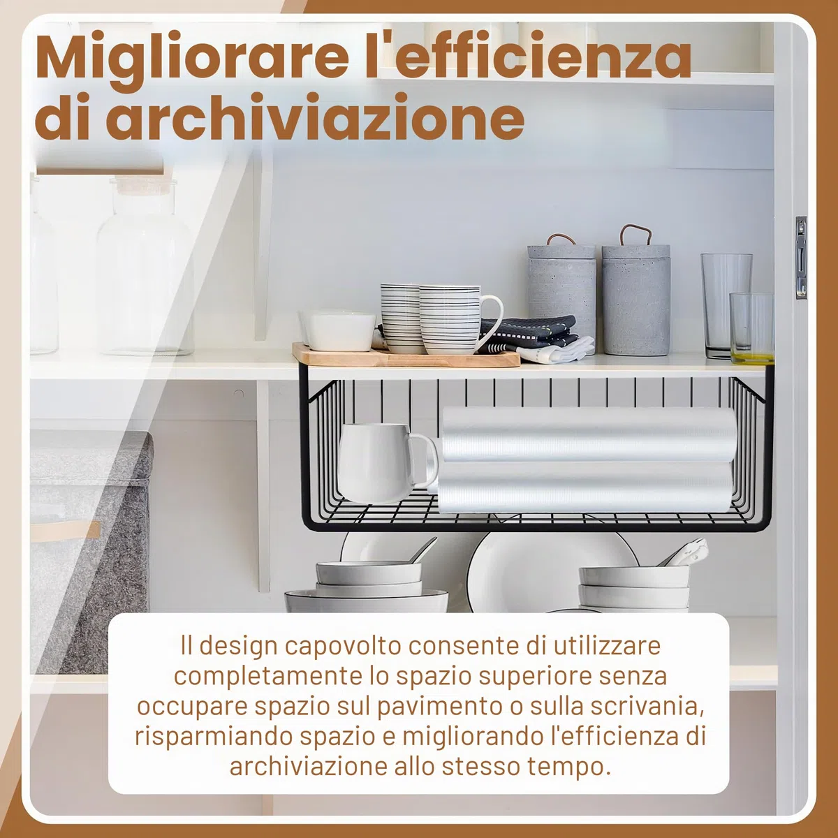 FIVMEN Set di 2 cestini sospesi in metallo per scaffale - Cestino metallico sospeso per organizzazione - Organizzatore per cucina, ufficio, dispensa, bagno - 40x25x15 cm