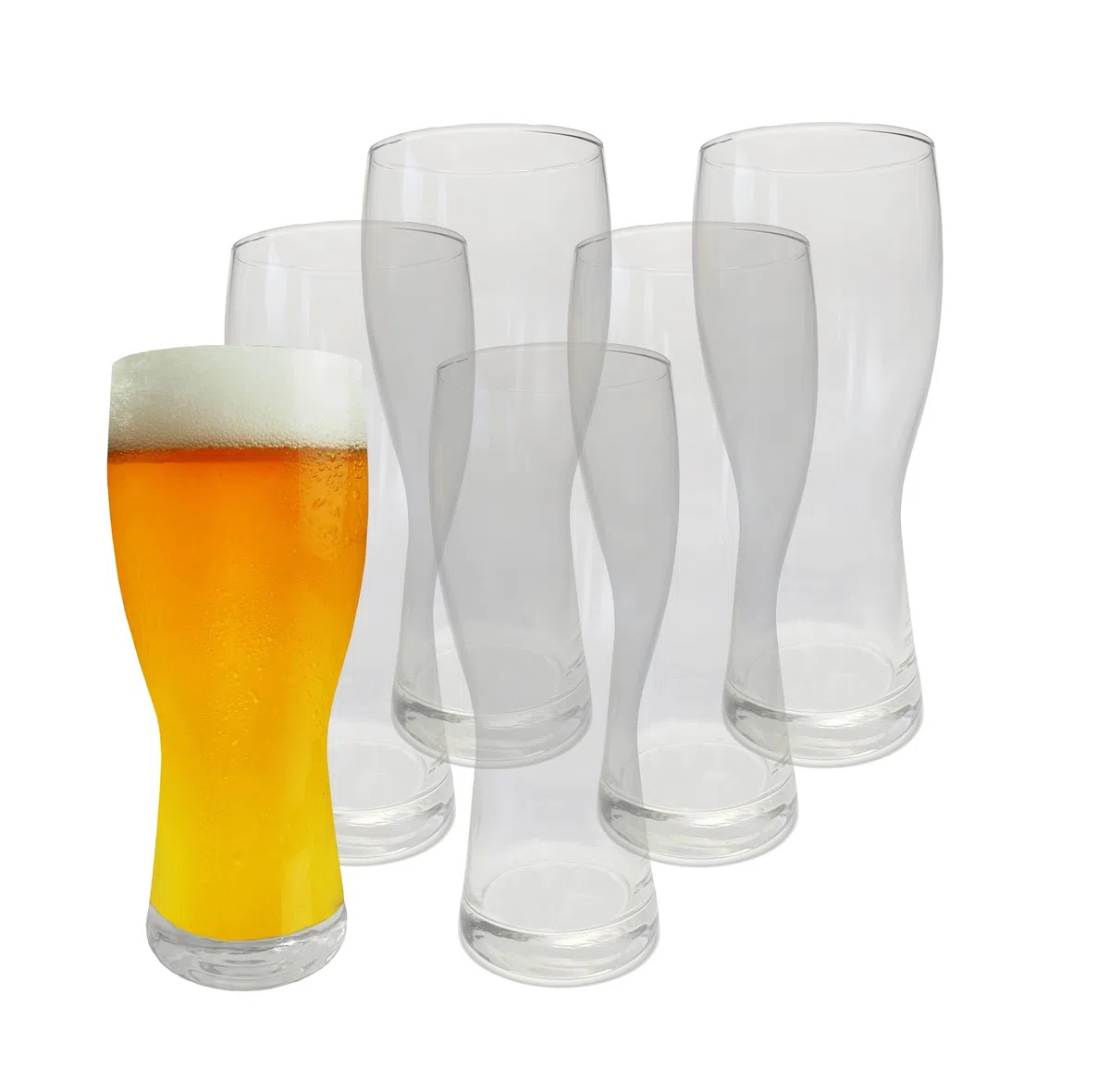 Provance 6 bicchieri da birra in vetro da 500 ml, 0,5 litri, lavabili in lavastoviglie, diametro 8,5 x 20 cm, senza trattino, design senza tempo, vetro trasparente