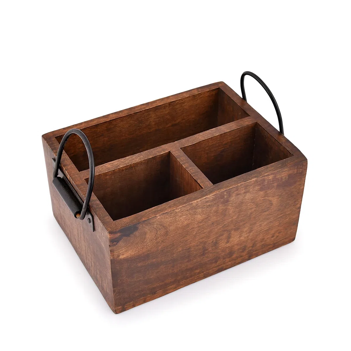 EDHAS Portaposate a 3 scomparti, con manici in metallo, per decorazione della cucina di fattoria e piano di lavoro, tavolo da pranzo, organizer per ufficio (20,32 cm x 15,24 cm x 10,16 cm