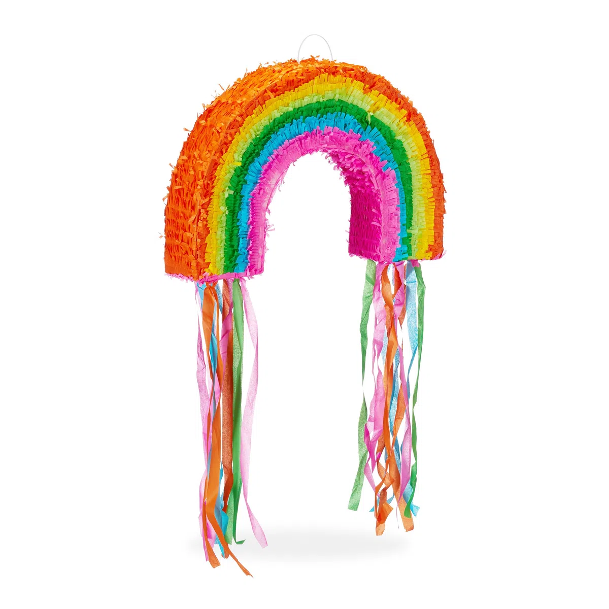 Relaxdays Pignatta a Forma di Arcobaleno, da Riempire, per Feste di Compleanno dei Bambini, da Appendere, in Carta, Grande, Colorata