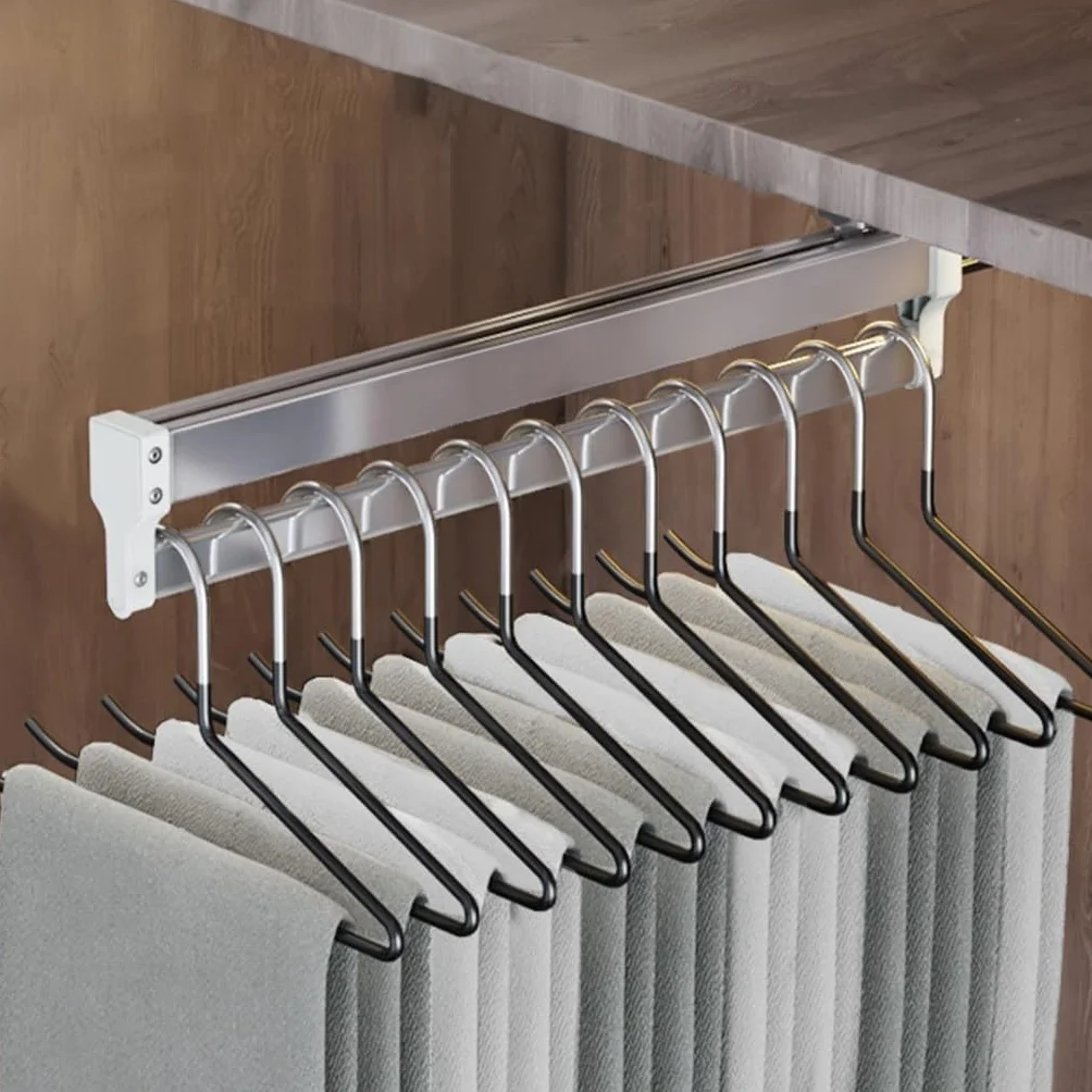 Asta appendiabiti estensibile con 2 binari di scorrimento, asta estraibile per armadio regolabile da 30 a 80 cm, asta appendiabiti, portante 25kg (Size : 800mm)