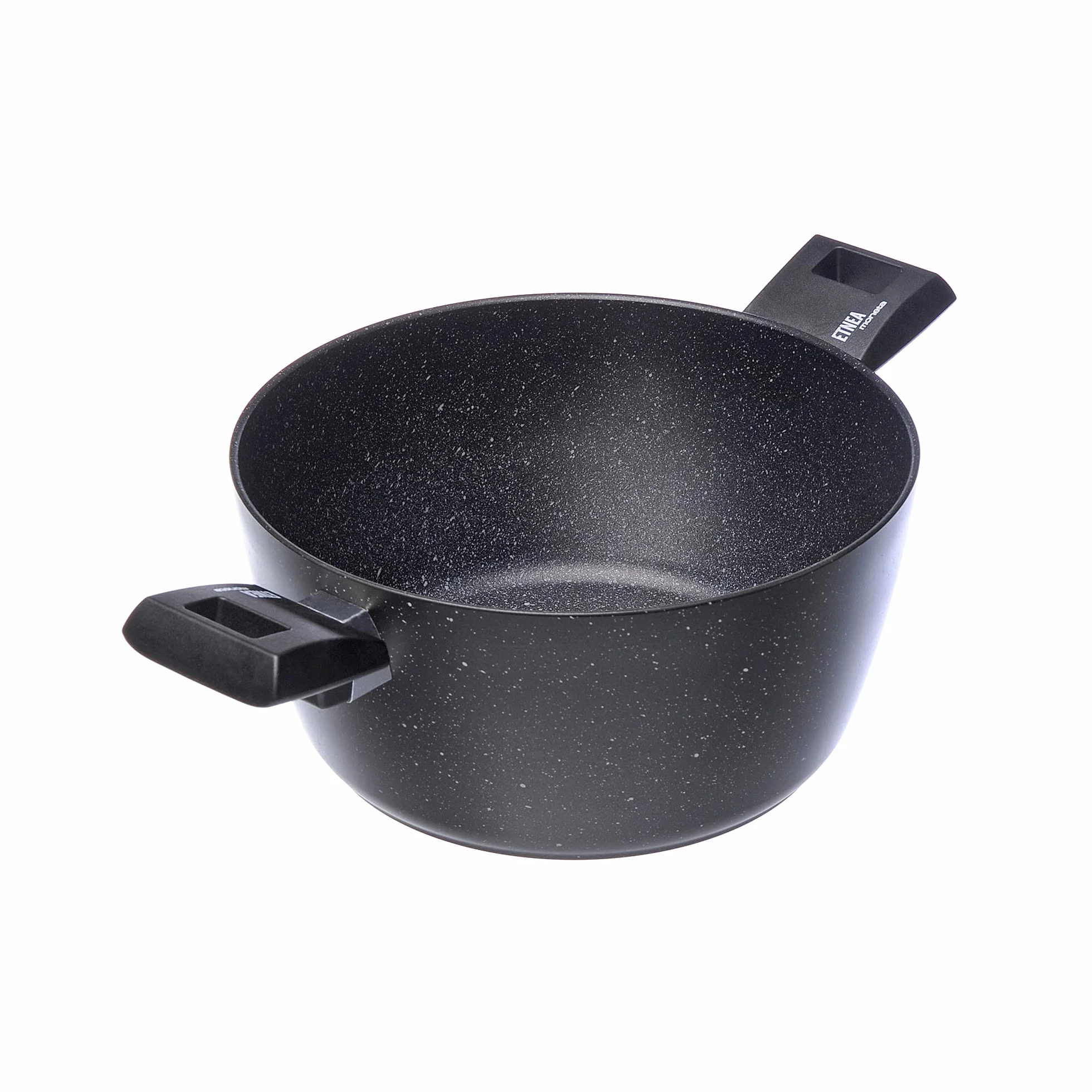 MONETA Set Pentole 8 Pezzi Etnea con Padelle Antiaderenti e Coperchi, Batteria Pentole in Alluminio Forgiato Effetto Pietra, Set Padelle e Pentole Antiaderente per Gas Elettrico - Made in Italy