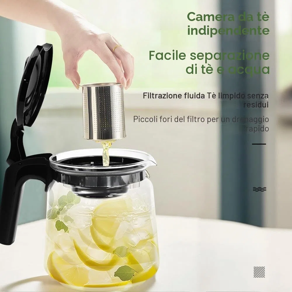 Teiera in Vetro con Colino da 1.5L,Teiera con Filtro e Coperchio,Bollitore da Cucina con Filtro in Acciaio Inox per Foglie di tè Sfuso,Tisane,caffè