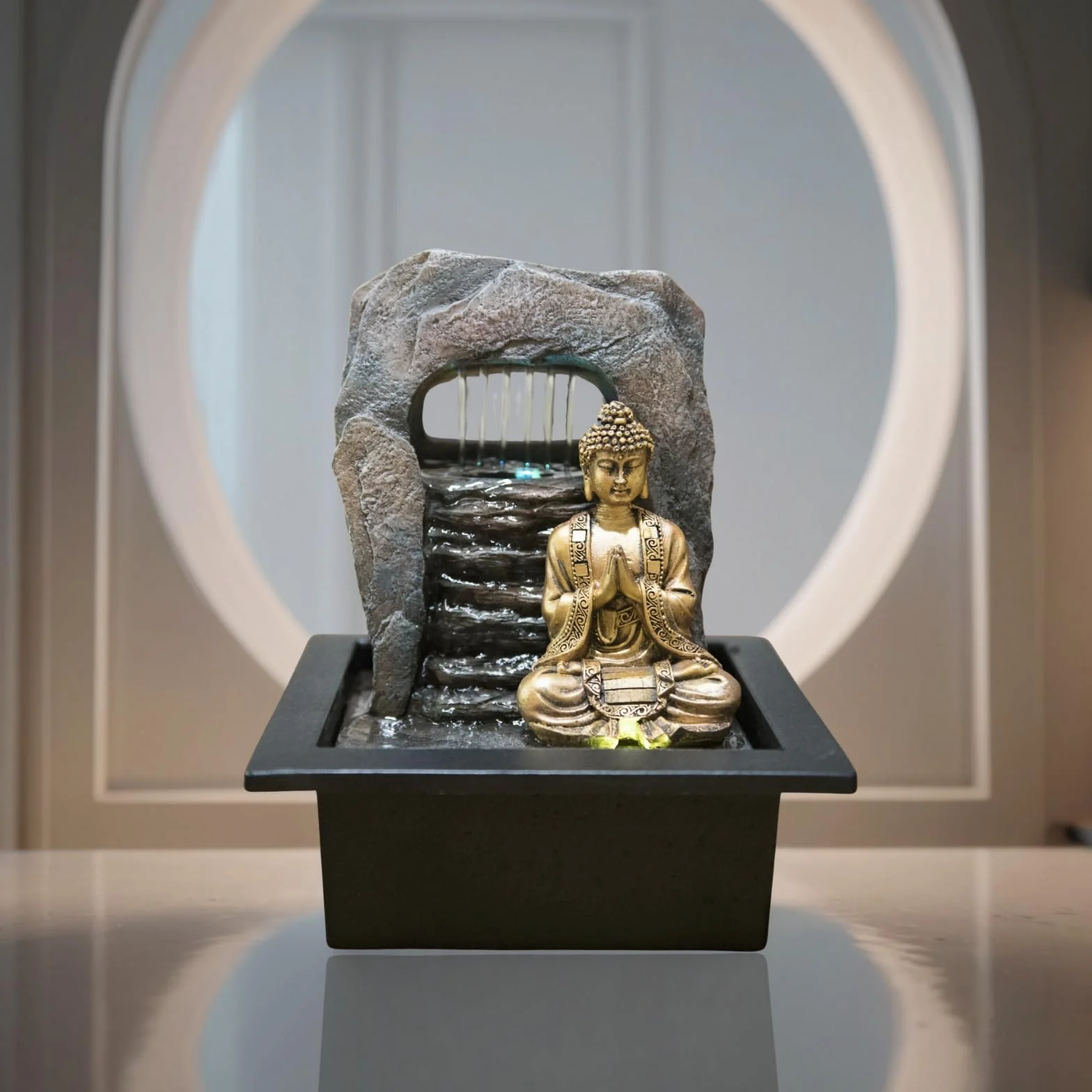 Zen&Light SC 1707 Buddha Zen Dao - Fontana, resina 21 x 17 x 25 cm, bronzo, 1 pz.