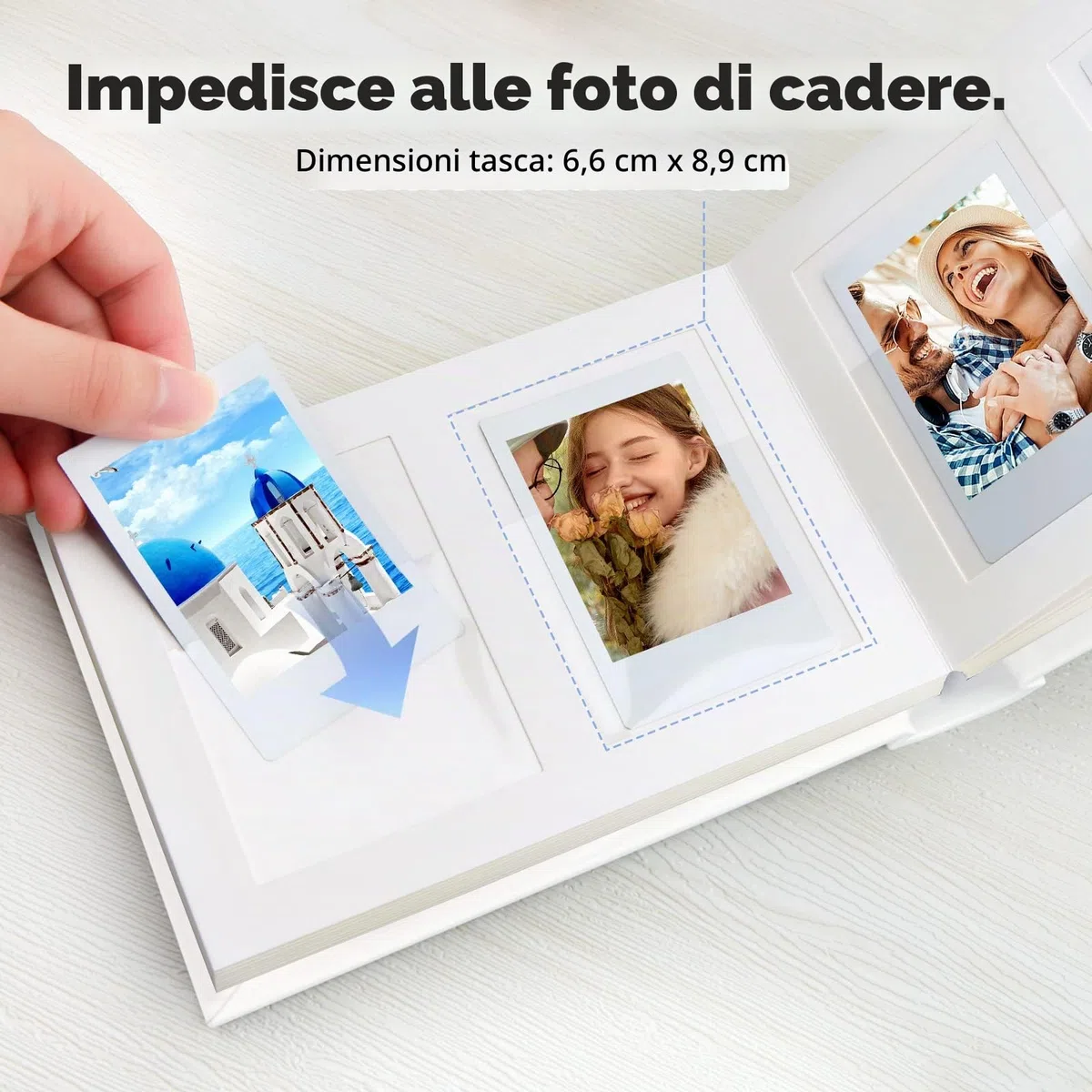 Mini album fotografico a 64 tasche con spazio per scrivere, finestra frontale, per album fotografico Polaroid 3 Inch， per Fujifilm Instax Mini 12 11 9 8 7+ 40, Kodak Zink, HP Sprocket (Bianco)