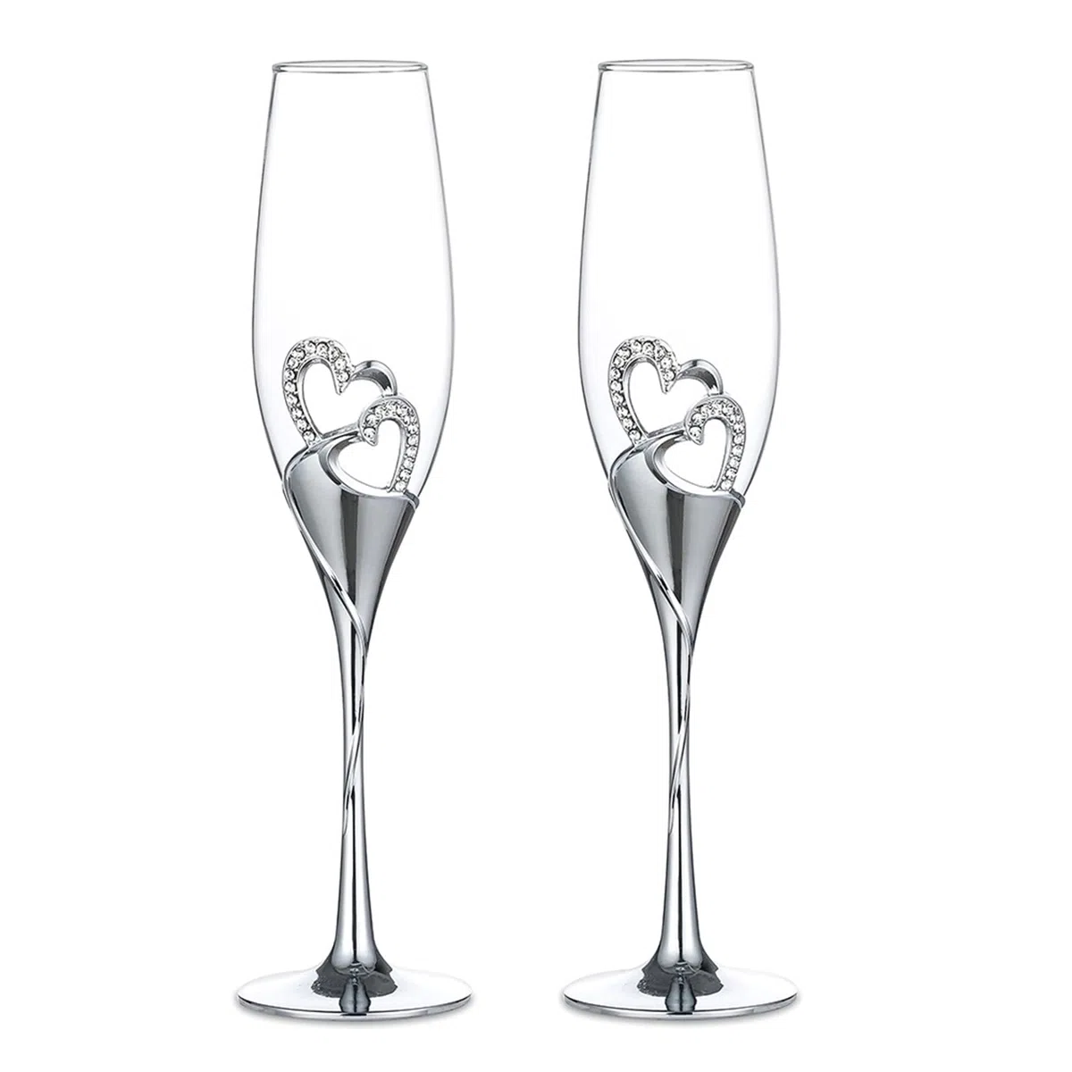 Sziqiqi 1 Set di 2 Bicchieri di Vino Rosso Creativo Ad Alta qualità, Bicchiere di Champagne, Bicchiere a Calice, Coppa Nuziale, Flute da Champagne, Argento