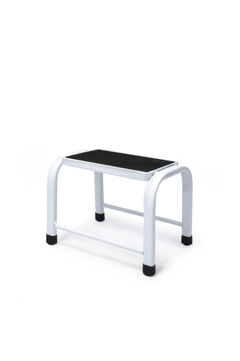 DRABEST – Sgabello con 1 gradino in acciaio – superficie antiscivolo – portata fino a 150 kg – ideale per casa, officina e lavori domestici