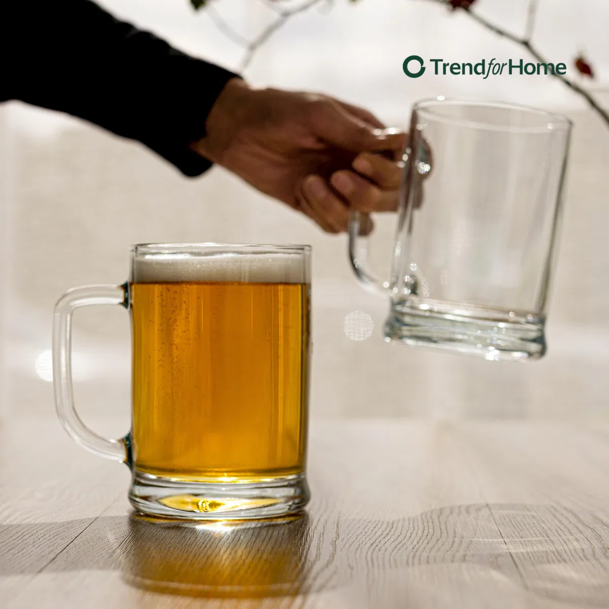 TREND FOR HOME Boccale Birra con Manico, 500 ml, Set da 6 Boccali Birra Set Bicchieri Birra Vetro Trasparente 0,5L, Lavabile in Lavastoviglie, Collezione Ulf