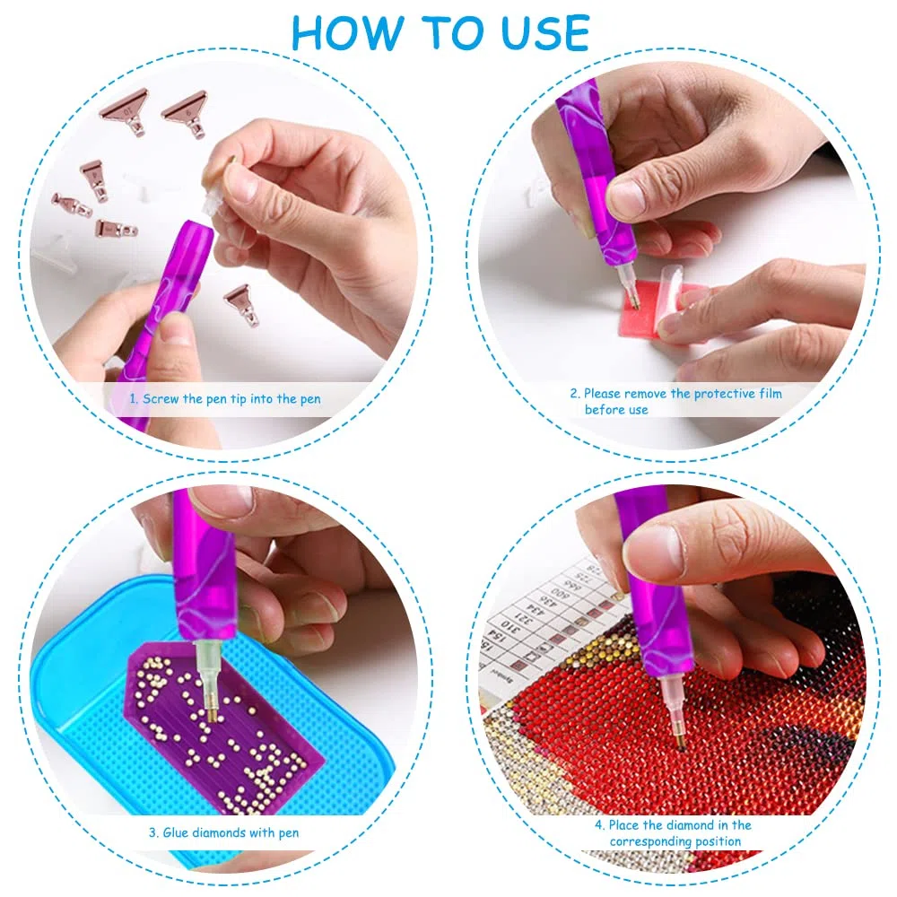 SENHAI Kit di 45 penne per pittura a diamante, punte in acciaio inox e plastica, accessori per pittura fai da te