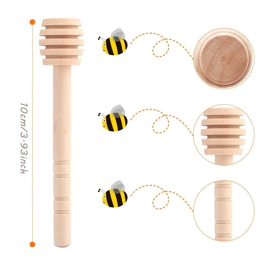 50PCS/set domestici Spargimiele legno portatile mini Jam Jar dispenser raccolta agitatore stick mino dispense Drizzle Honey 10CM Wooden