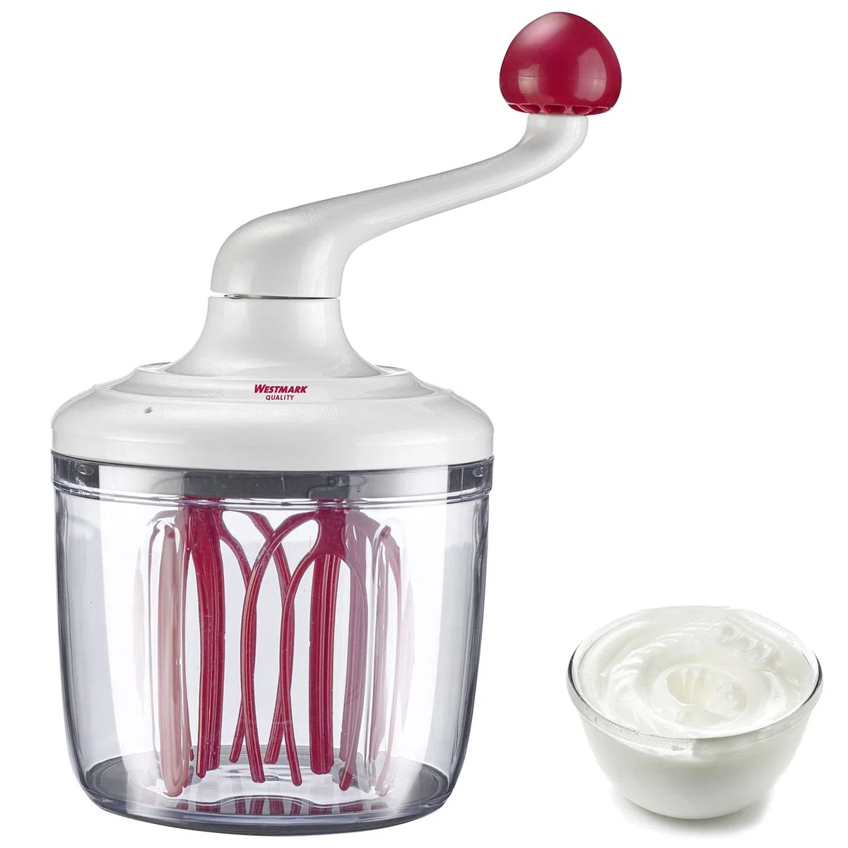 Westmark Sbattitore Manuale, Senza Alimentazione, Capacità: 1L, Plastica, Rührblitz, Trasparente/Bianco/Rosso, 30702260