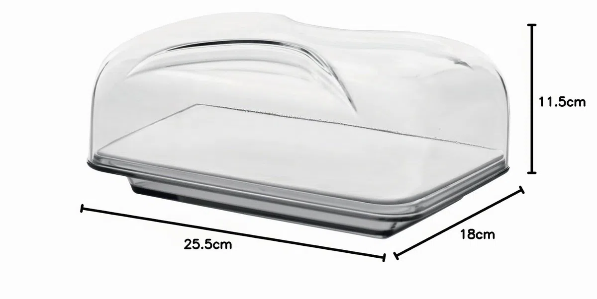 Guzzini Copriformaggio Rettangolare Gocce, Grigio Cielo, 25.5 x 18 x h11.5 cm