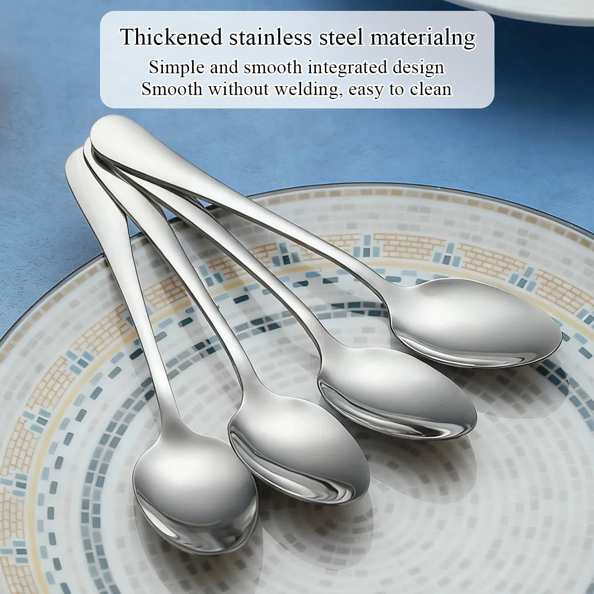 Berglander Set di 24 cucchiai da tavola, 18,7 cm, in acciaio inox per uso alimentare, per casa, cucina o ristorante, lucidati a specchio, lavabili in lavastoviglie