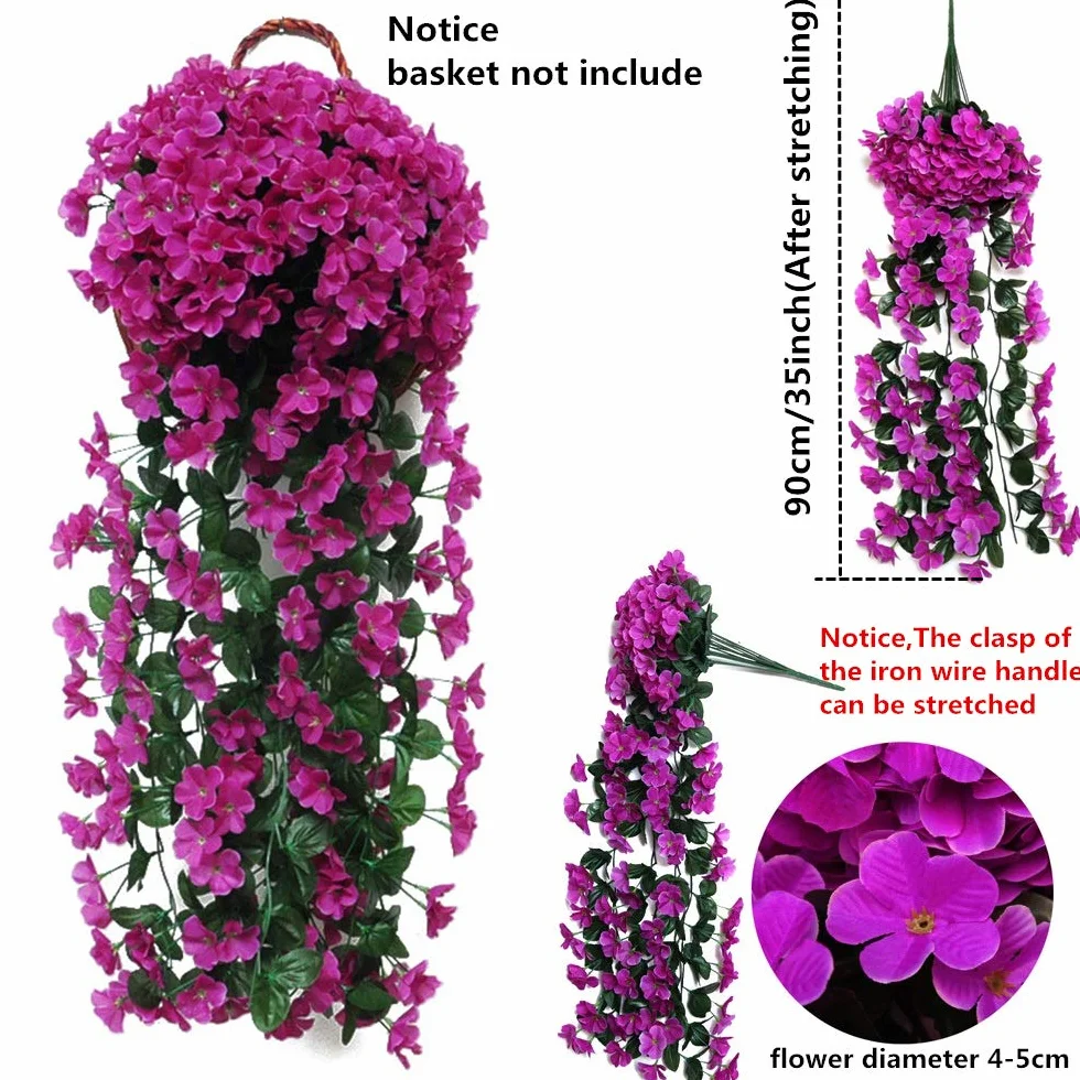 Glicine Artificiale, Fiori di Edera Viola Finti,Fiori di Vite Pendenti Artificiali Realistici,Ghirlanda Di Glicine Finto Vite per Decorazioni Floreali per Matrimoni All'aperto Da Giardino