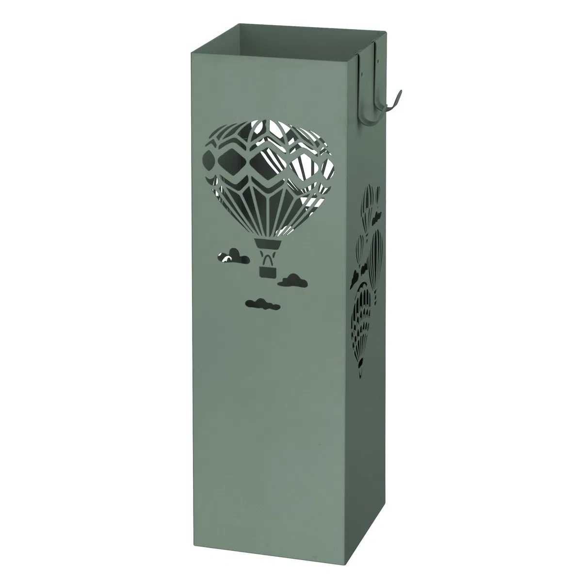 Baroni Home Portaombrelli Design Moderno Porta Ombrelli in Metallo con Mongolfiere 2 Gancini e Vaschetta Scolapioggia Rimovibile 16x16x49 cm Verde