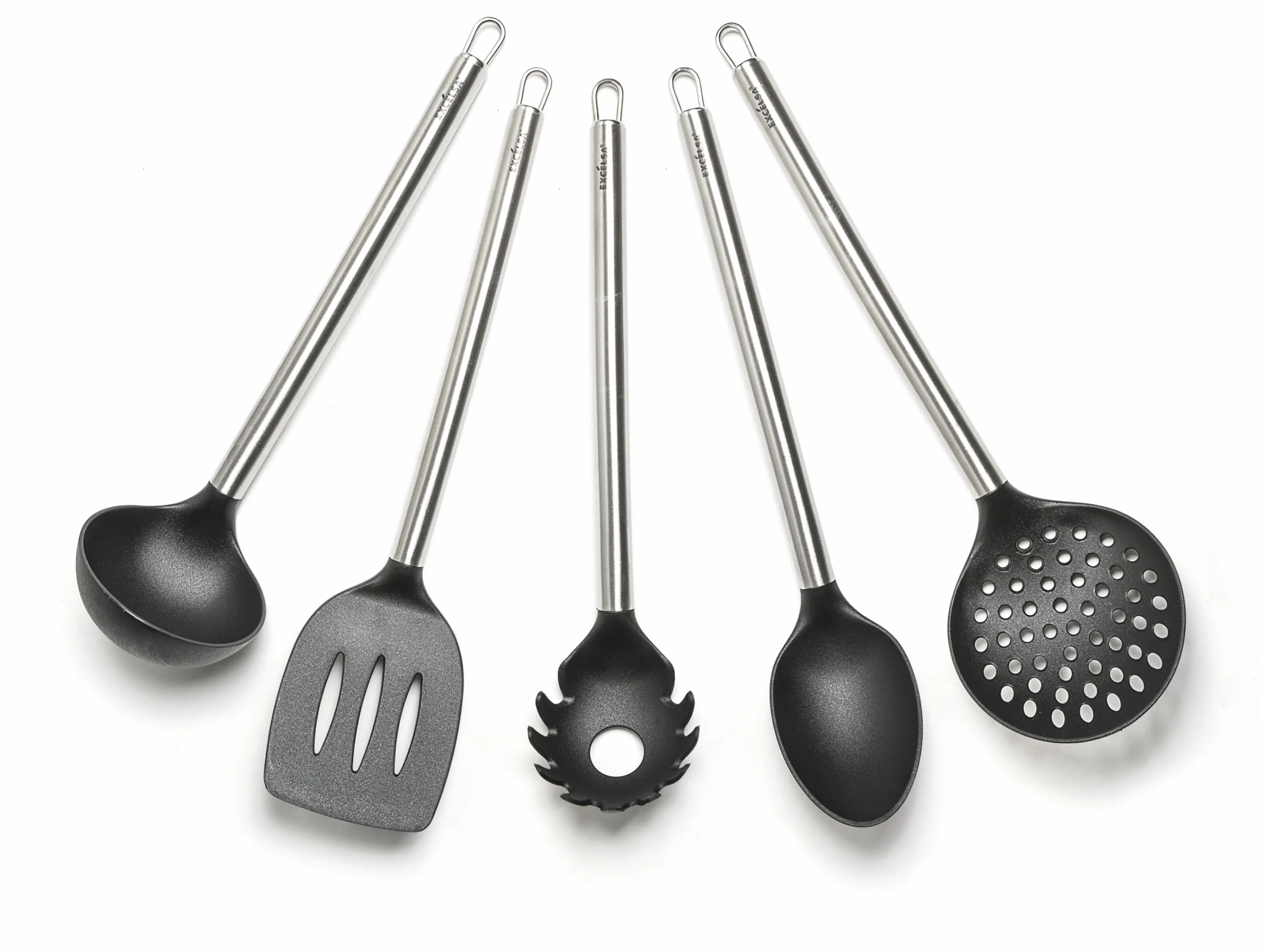 Excelsa Classic Set Utensili da Cucina, Nylon, Nero, 5 Unità