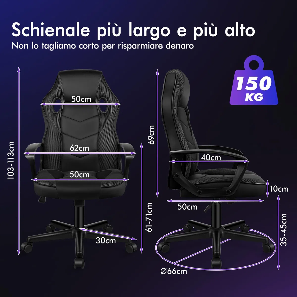 ALFORDSON Racing Sedia Ufficio Ergonomica con Ruote, Sedia Gaming in Similpelle e Rete Traspirante, Funzione di inclinazione, Altezza Regolabile, Poltrona Gamer per Computer Supporta 150 kg(Nera)