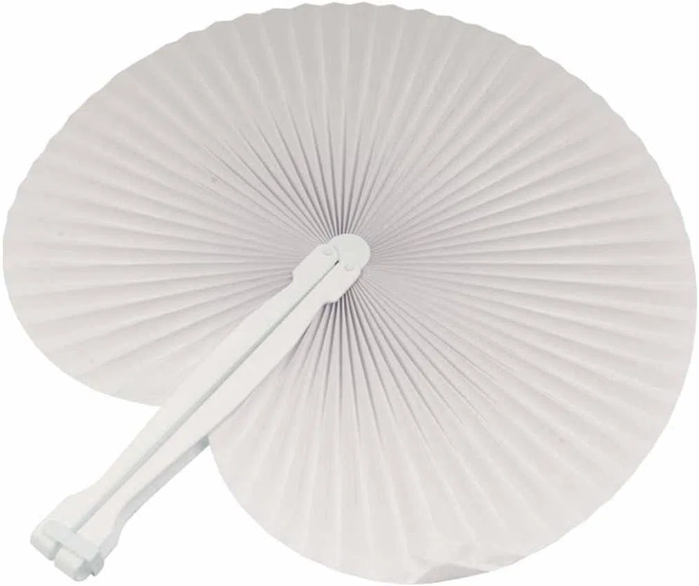 generico 70 pezzi ventagli ventaglio da borsetta matrimonio segnaposto bomboniera wedding manico in plastica e chiusura a gancio 7 colori (bianco)