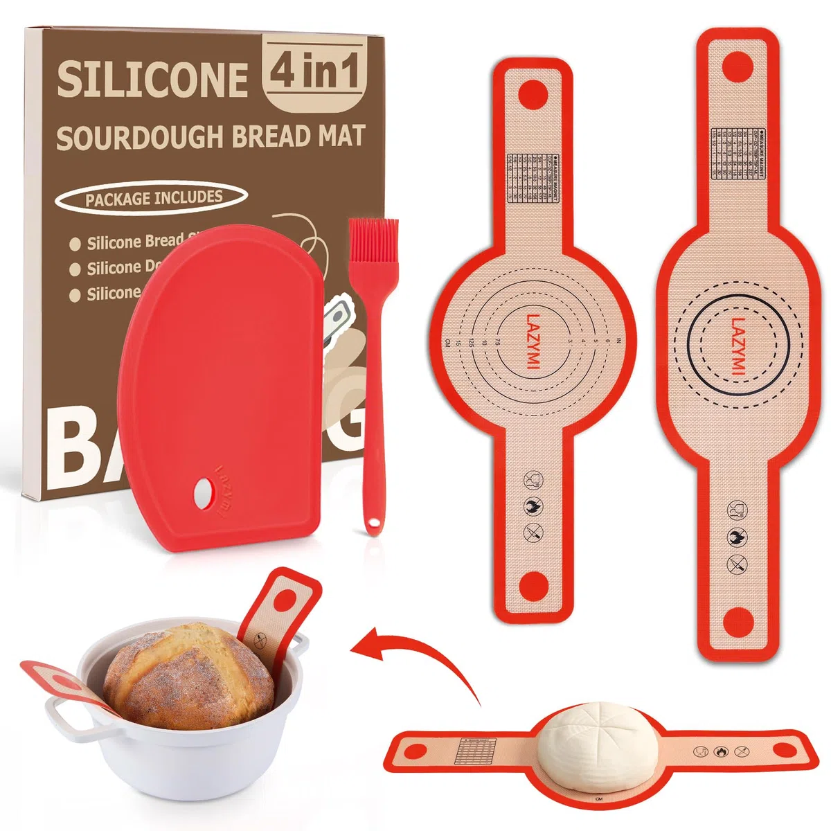 2 gomitoli in silicone per forno olandese, rosso