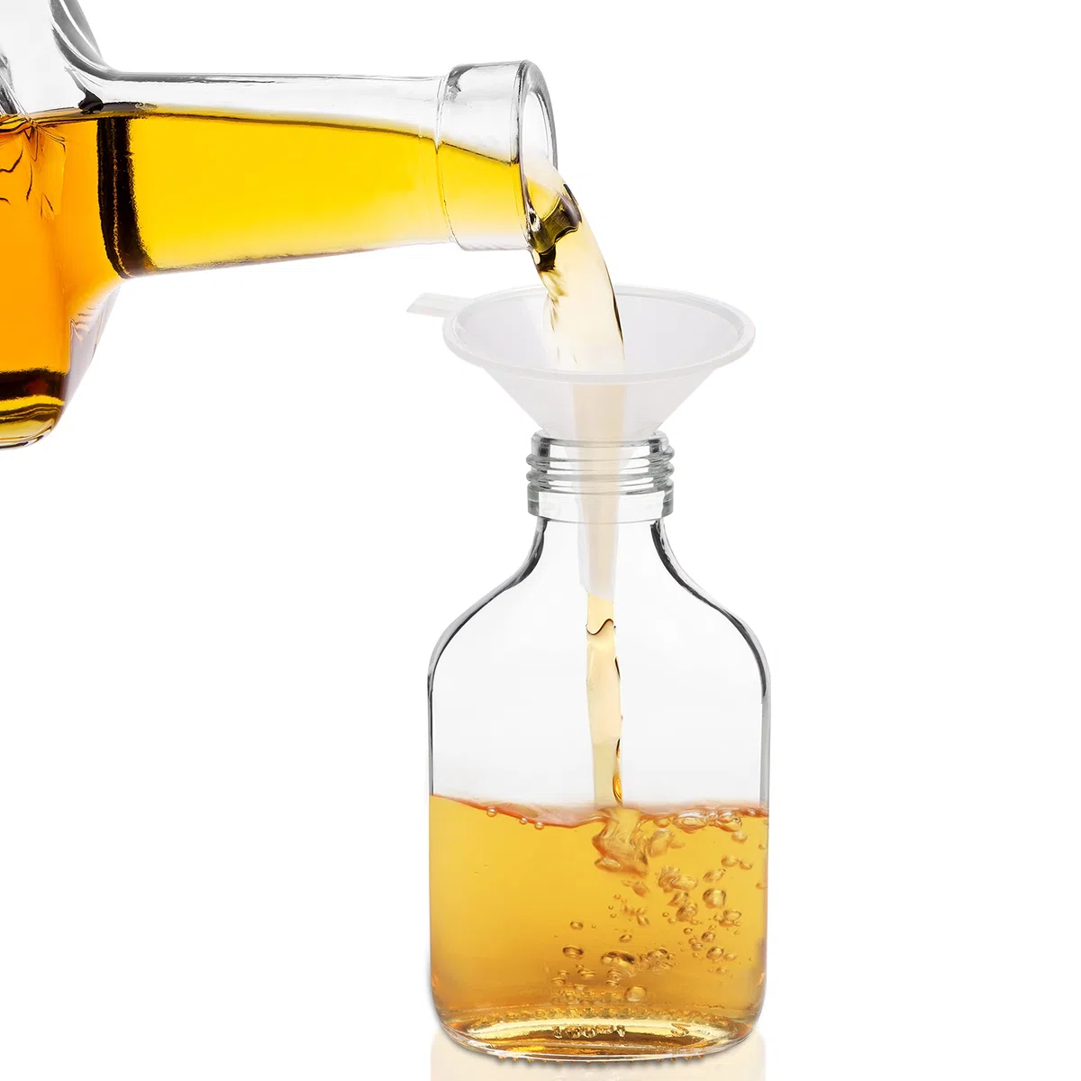 BELLE VOUS Bottigliette Vetro 50 ml Tappi a Vite Argentati e Imbuto (20pz) - Bottigliette Vetro per Liquori - Bottiglie Mignon Feste e Bottiglie Bomboniere per Alcol, Grappa, Whisky, Shots e Liquori