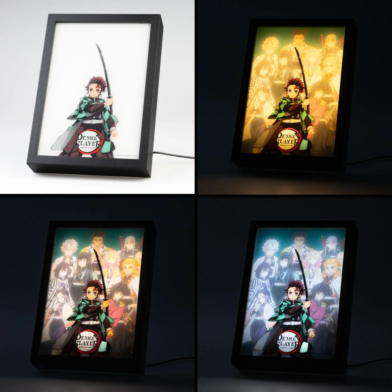 Grupo Erik Quadro Luminoso LED Demon Slayer Manga - Lampada da Tavolo Decorativa con Cornice per Gaming Room, Effetto Doppia Immagine e 15 Modalità di Luce | Cavo USB Incluso (20 x 28 x 5 cm)